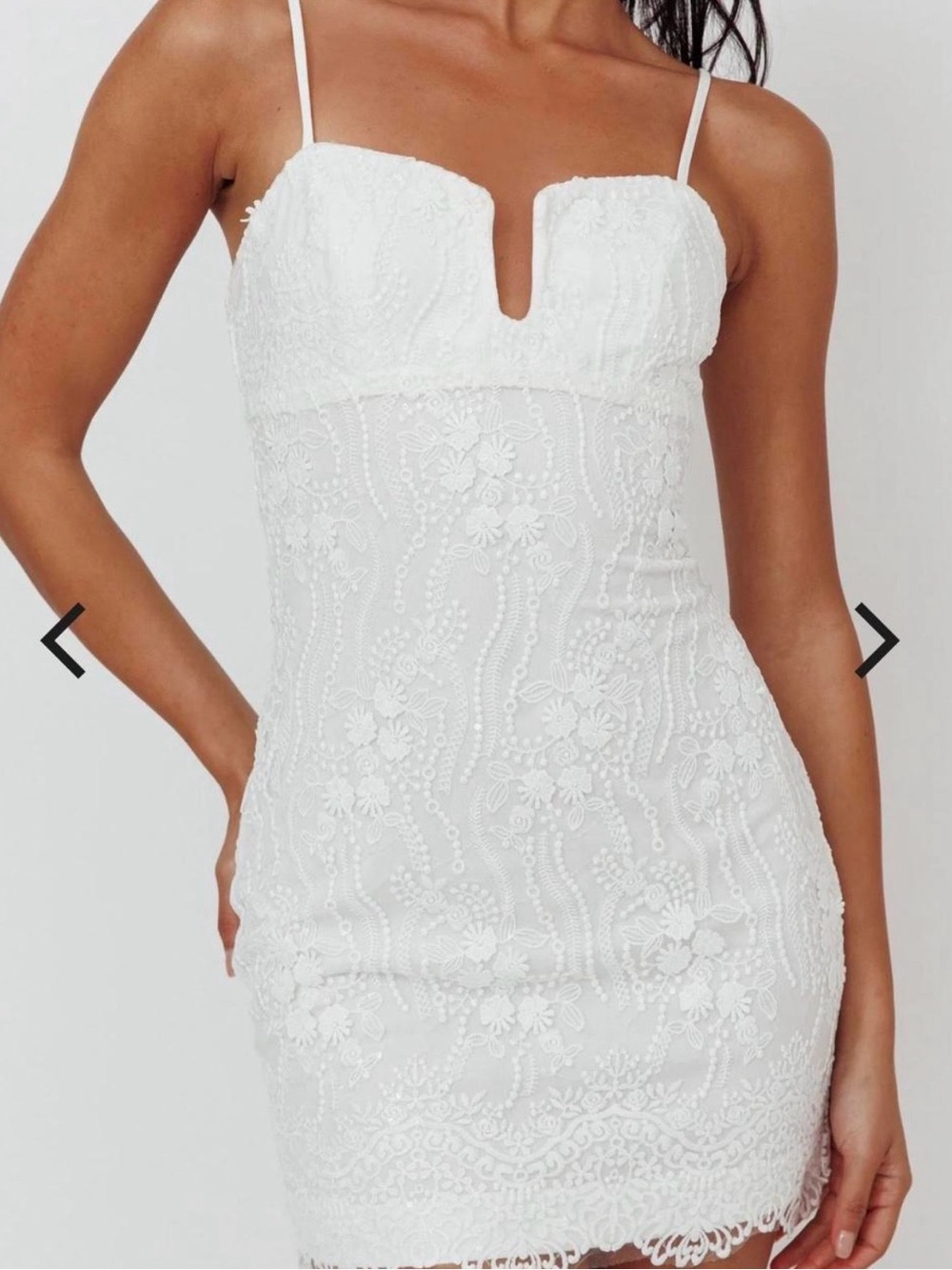 Selfie Leslie White Floral Lace Mini Dress